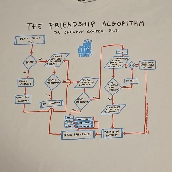 TBBT The Friendship Algorithm Dr. Sheldon Cooper PH.D  tee Lg. Ripple Junction - Picture 7 of 8